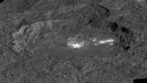 Occator crater on Ceres showing white markings