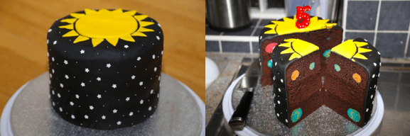 space party birthday cake 